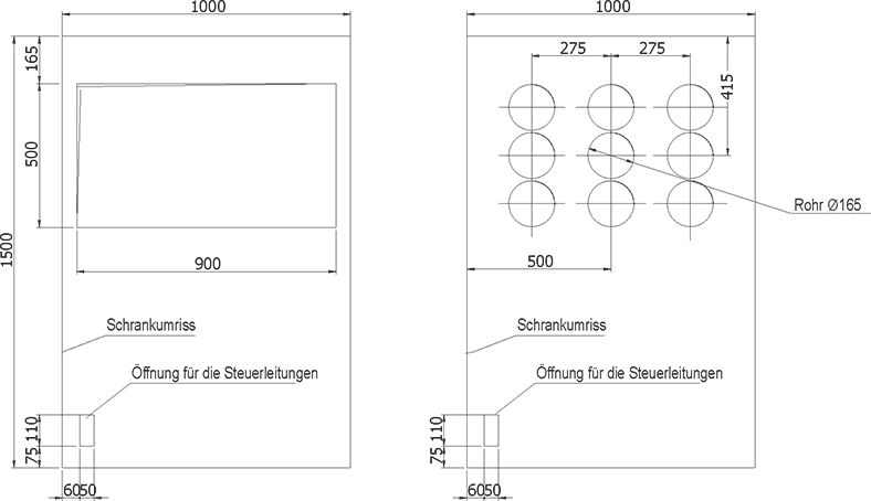 RELF - Otworowanie stropu dla szaf o szerokości 1000 mm