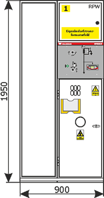  Widok z frontu  rozdzielnicy Rotoblok SF - pole z transformatorem potrzeb własnych