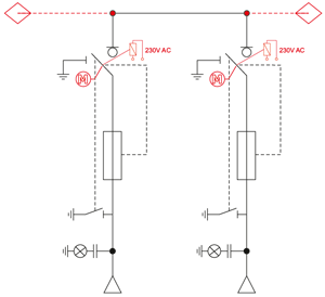 Schemat elektryczny rozdzielnicy TPM - 2 pola transformatorowe