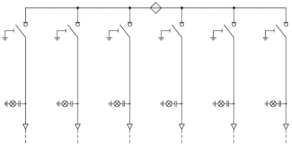 TPM-Luftschaltanlage-Schaltplan – Seitlicher Anschluss der LLL+-Schaltanlagen (p)+LLL+ (l)