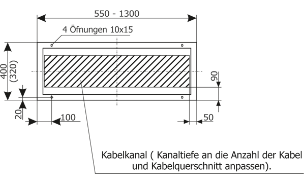 Anordnung der Bohrungen im Boden für die Montage der RN-W-Schaltanlage