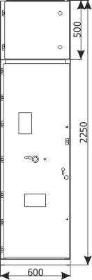 Front panel - Feeder bay with circuit breaker and a separate compartment of main busbars, 12 kV