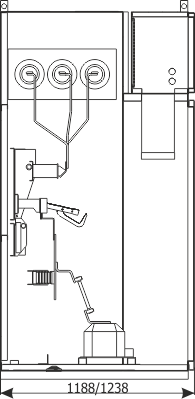 Cross-section - Feeder bay with switch disconnector, 12 kV