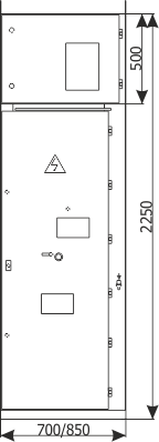 Front panel - Bus coupler bay - cubicle with circuit breaker, 12 kV