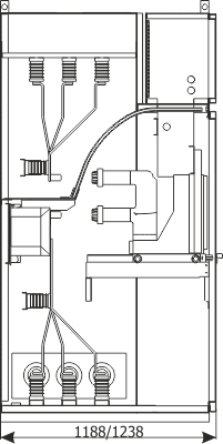 Cross-section - Bus coupler bay - cubicle with circuit breaker, 12 kV