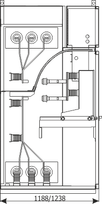 Cross-section - Bus coupler bay - cubicle with sectionalizer, 12 kV