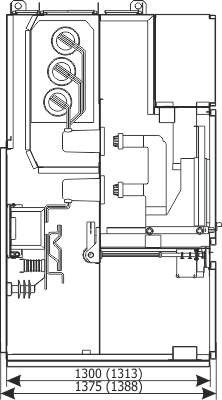 Cabinet cross-section RELF ex - Feeder bay with circuit breaker