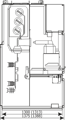 Cabinet cross-section RELF ex - Metering bay - withdrawable module with voltage transformers