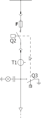 Structural diagram RELF - Outgoing feeder bay with contactor