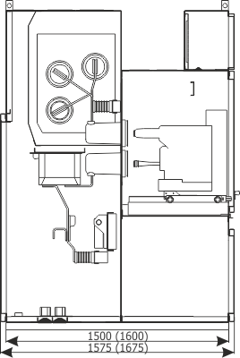 Cabinet cross-section RELF - Outgoing feeder bay with contactor