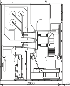 Cabinet cross-section RELF 36 - Feeder bay with circuit breaker