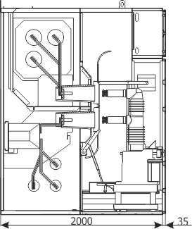 Cabinet cross-section RELF 36 - Bus coupler bay - cabinet with circuit breaker