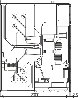 Cabinet cross-section RELF 36 - Bus coupler bay - cabinet with short-circuiting device