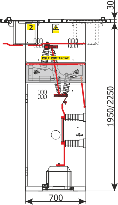 Cross-section Front view Rotoblok - metering bay