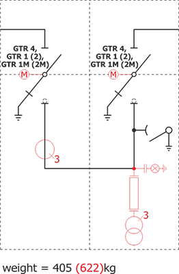 Electrical diagram Rotoblok - bus coupler bay with disconnector or switch disconnector on the left side