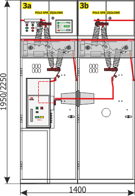 Cross-section Front view Rotoblok - circuit breaker bus coupler bay