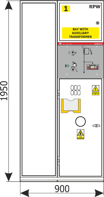 Front view Rotoblok SF - auxiliary transformer bay