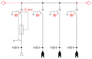 TLLL / LLLT configuration (transformer feeder, 3 line feeders)