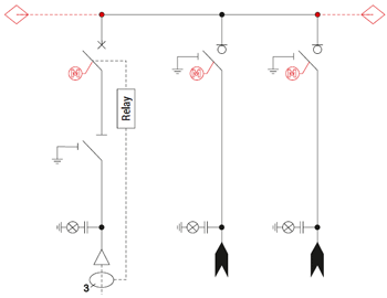 WLL / LLW configuration (circuit breaker feeder, 2 line feeders)