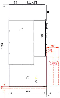 TPM switchgear side views and dimensions