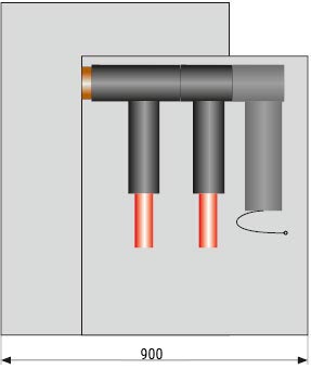 Connection options in the TPM Air switchgear – deep cable cover