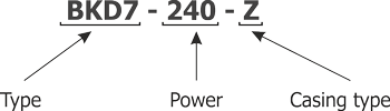 Capacitor banks made by ZPUE S.A. are identified by bank type symbol and enclosure type symbol