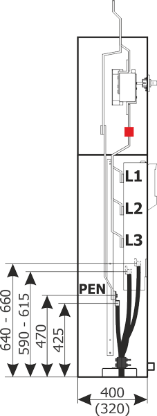 Height of the cable connection terminals