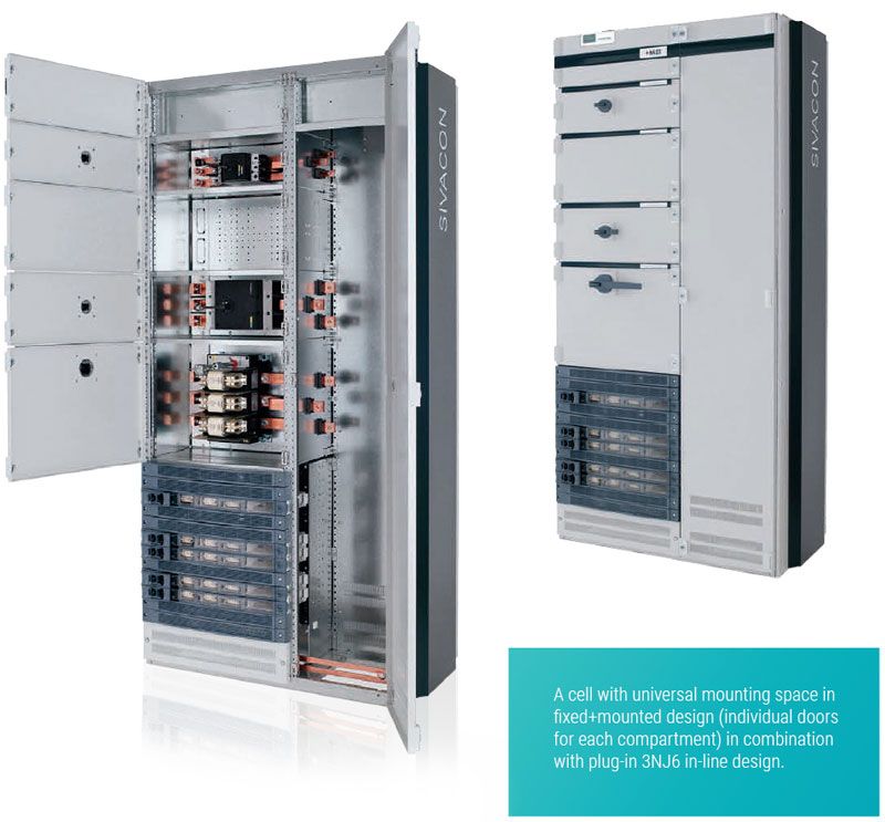 Individual Combination Options (Fixed-Mounted Design with compartment doors, Plug-In 3NJ6 In-Line Design)