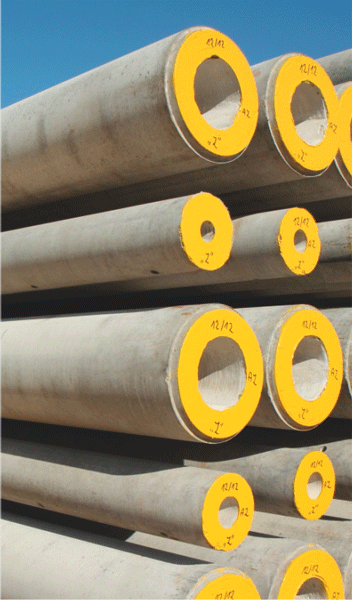 Spun concrete poles and prefabricated fundaments